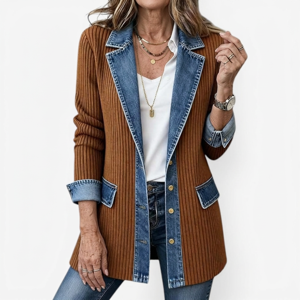 Fabrizia Maglione Donna in Maglia a Coste con Revers e Tasche, foto 6
