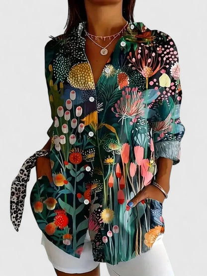 Felicia Blusa Donna con Collo Classico con Bottoni e Stampa Integrale, foto 3