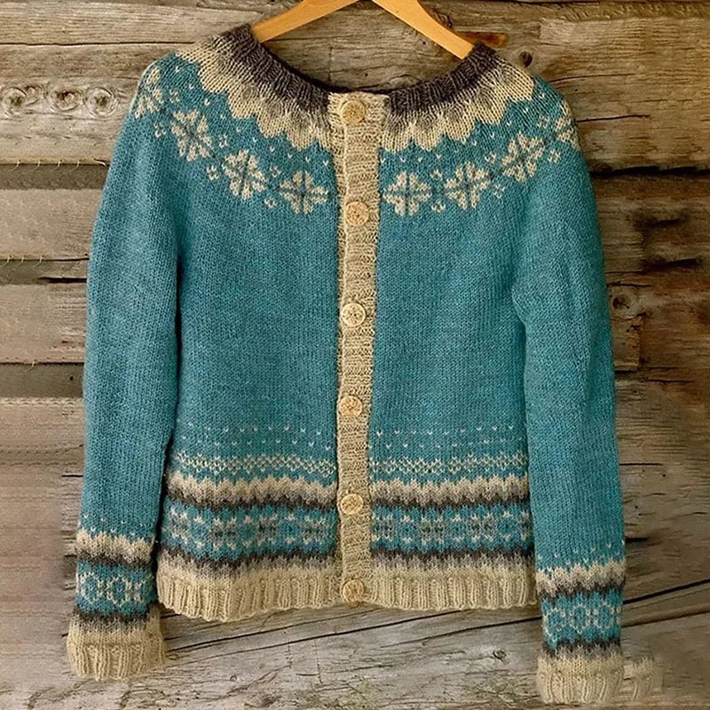 Felicina Cardigan Donna con Girocollo con Bottoni a Maniche Lunghe, foto 1