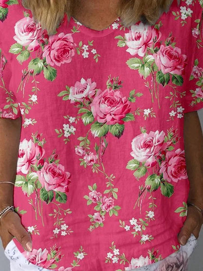 Fiammetta Camicia Donna dalla Vestibilità Morbida con Scollo a V e Stampa Floreale, foto 1