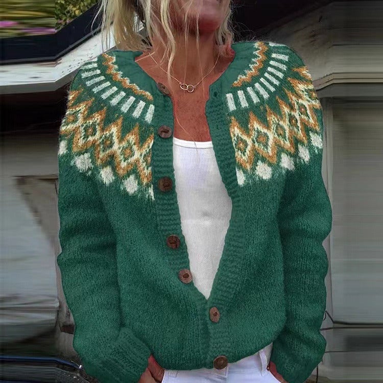 Fiorella Cardigan Donna con Girocollo con Bottoni a Maniche Lunghe, foto 1