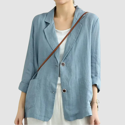 Gigliola Blazer Donna in Cotone con Revers e Tasche, foto 1