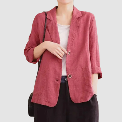 Gigliola Blazer Donna in Cotone con Revers e Tasche, foto 2