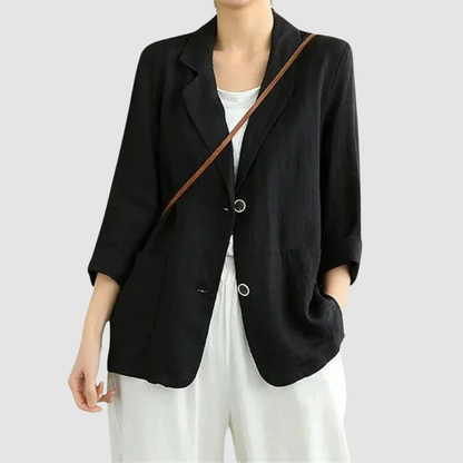 Gigliola Blazer Donna in Cotone con Revers e Tasche, foto 4
