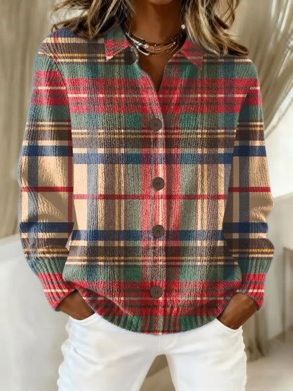 Girolama Blusa Donna con Collo Classico con Bottoni e Quadri, foto 1