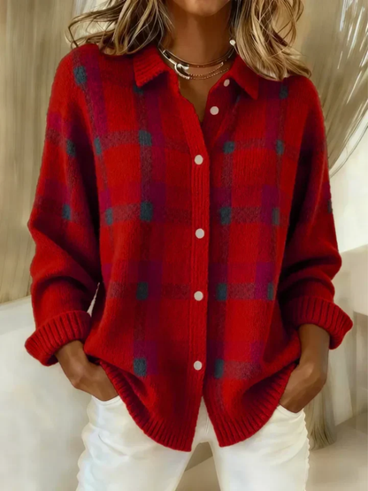 Girolama Blusa Donna con Collo Classico con Bottoni e Quadri, foto 2