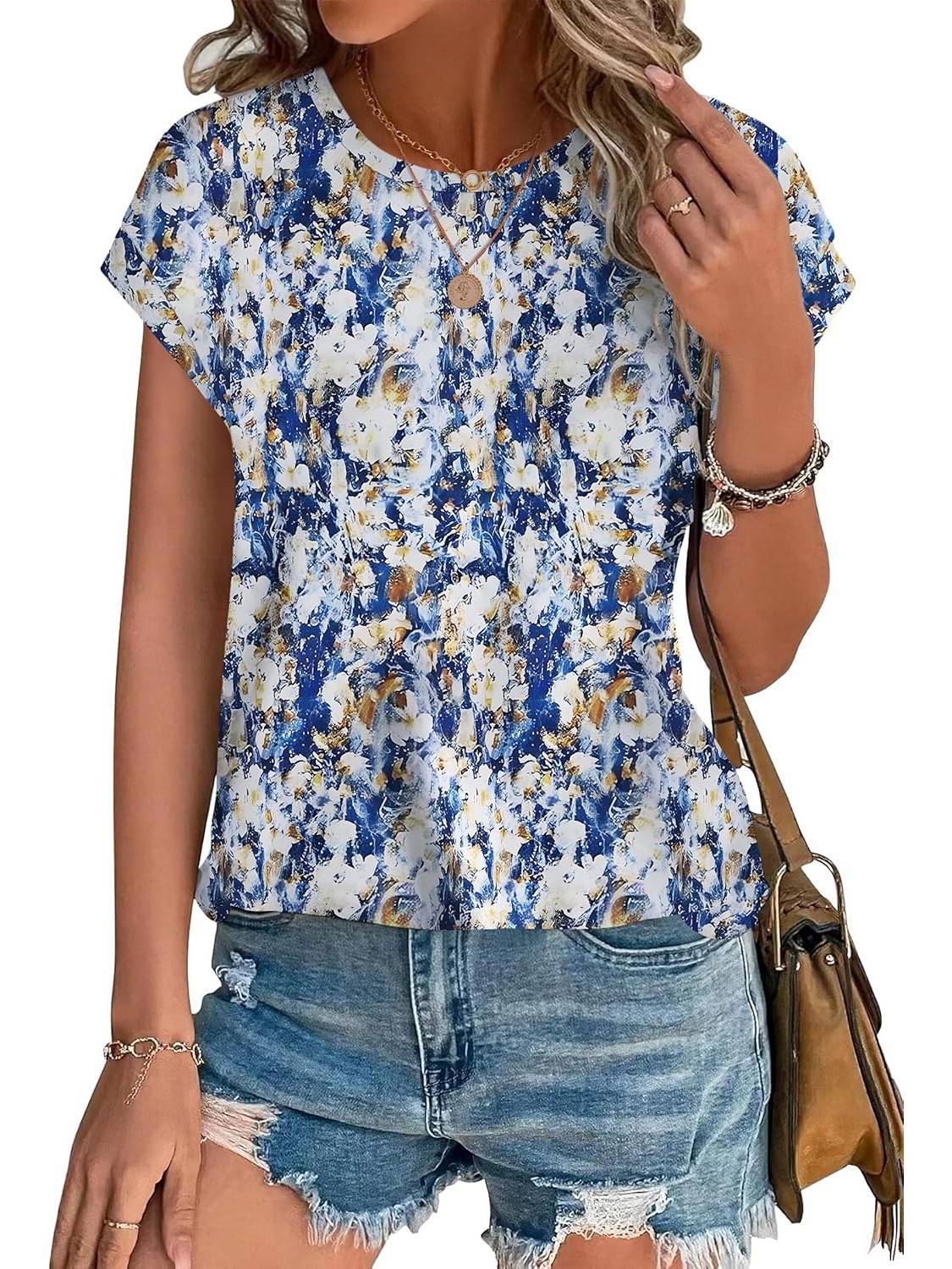 Innocenza Blusa Donna con Girocollo a Maniche Corte e Stampa Integrale, foto 3