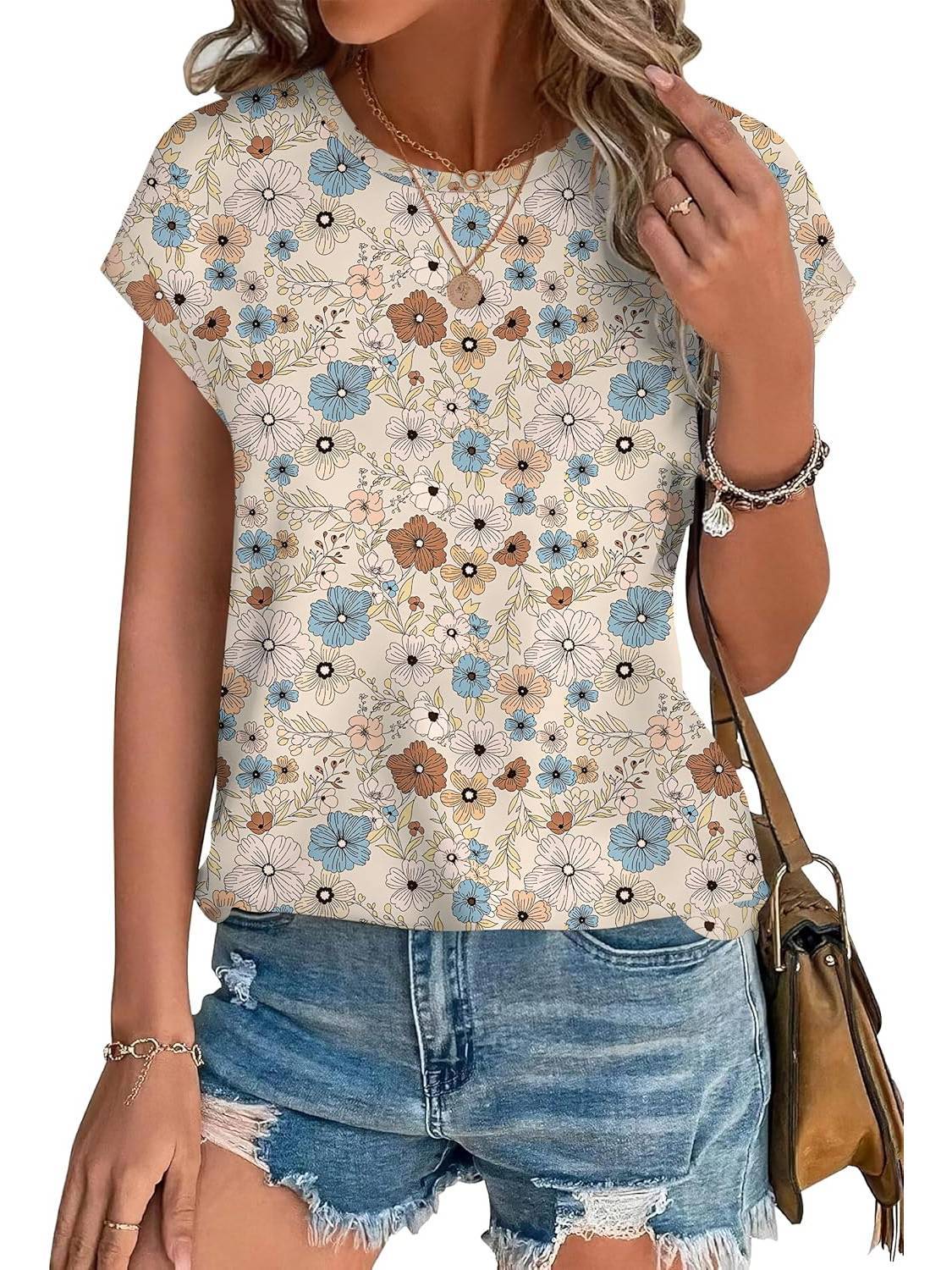 Innocenza Blusa Donna con Girocollo a Maniche Corte e Stampa Integrale, foto 4