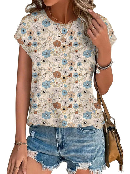 Innocenza Blusa Donna con Girocollo a Maniche Corte e Stampa Integrale, foto 4