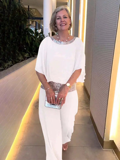 Laudomia Completo Donna a Zampa con Girocollo a Maniche Corte, foto 5