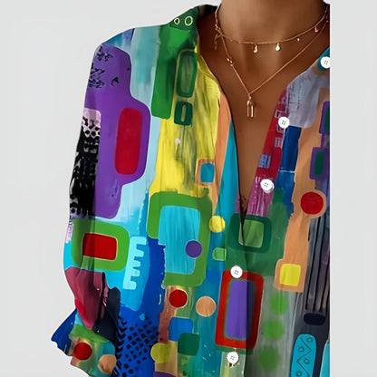 Lavinia Blusa Donna in Poliestere con Collo Classico e Stampa Integrale, foto 3