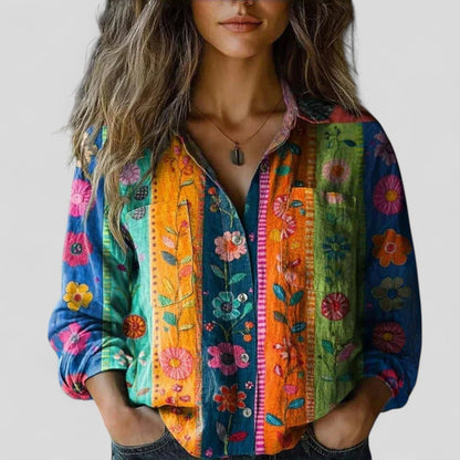 Lenia Blusa Donna con Collo Classico con Bottoni e Stampa Floreale, foto 1