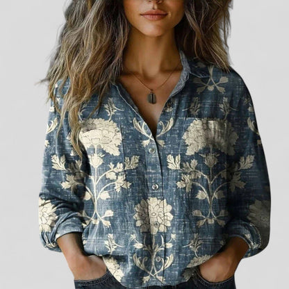 Lenia Blusa Donna con Collo Classico con Bottoni e Stampa Floreale, foto 3