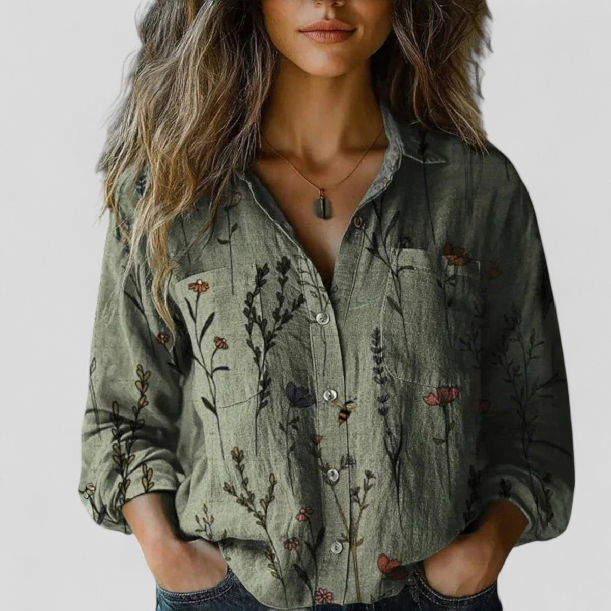 Lenia Blusa Donna con Collo Classico con Bottoni e Stampa Floreale, foto 4