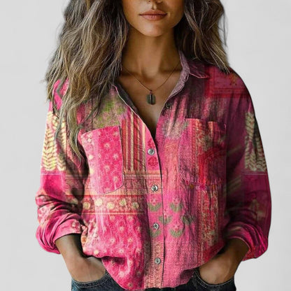 Lenia Blusa Donna con Collo Classico con Bottoni e Stampa Floreale, foto 5