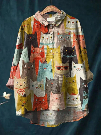 Lionella Blusa Donna in Poliestere con Bottoni e Stampa Integrale, foto 3