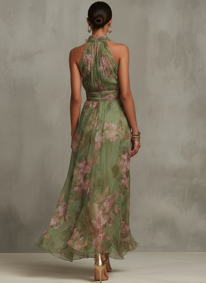 Lucia Abito Donna in Chiffon in Lunghezza Maxi con Stampa Floreale, foto 2