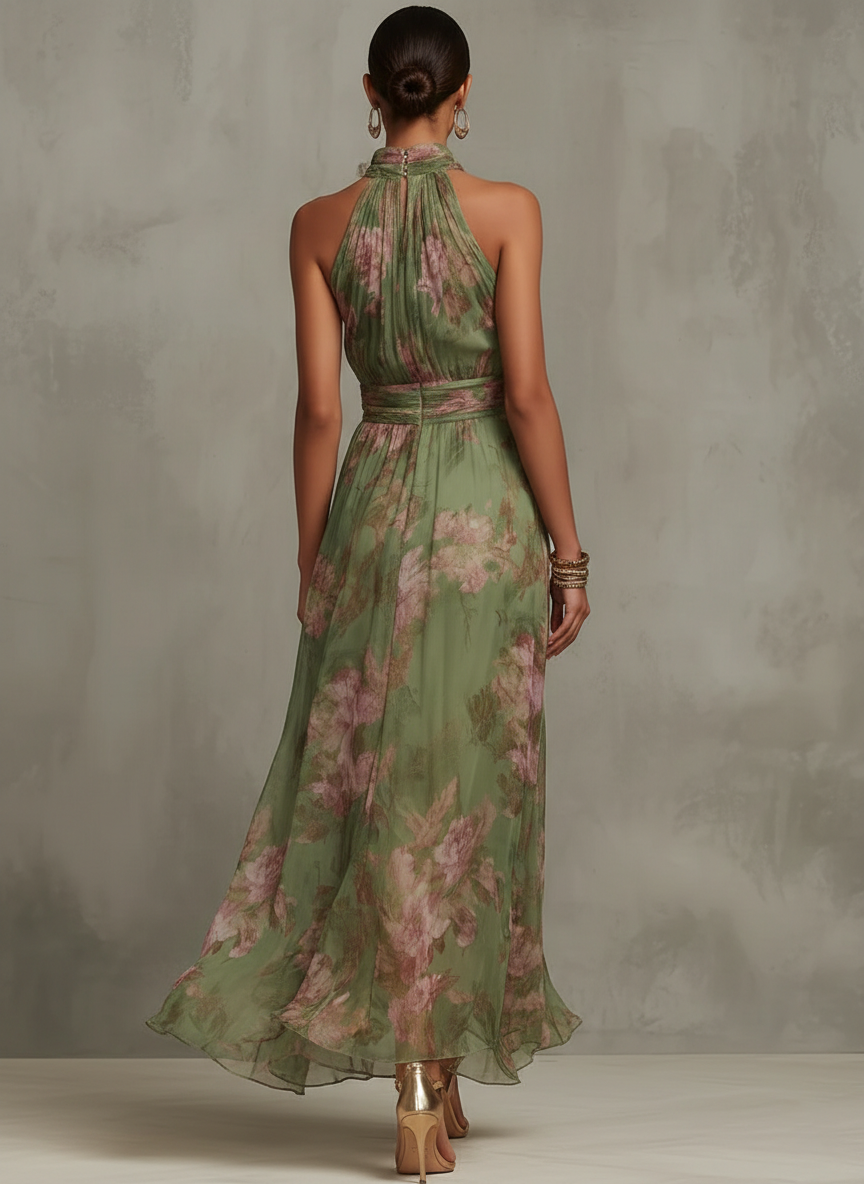 Lucia Abito Donna in Chiffon in Lunghezza Maxi con Stampa Floreale, foto 2