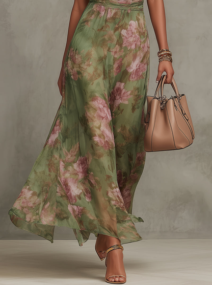 Lucia Abito Donna in Chiffon in Lunghezza Maxi con Stampa Floreale, foto 4
