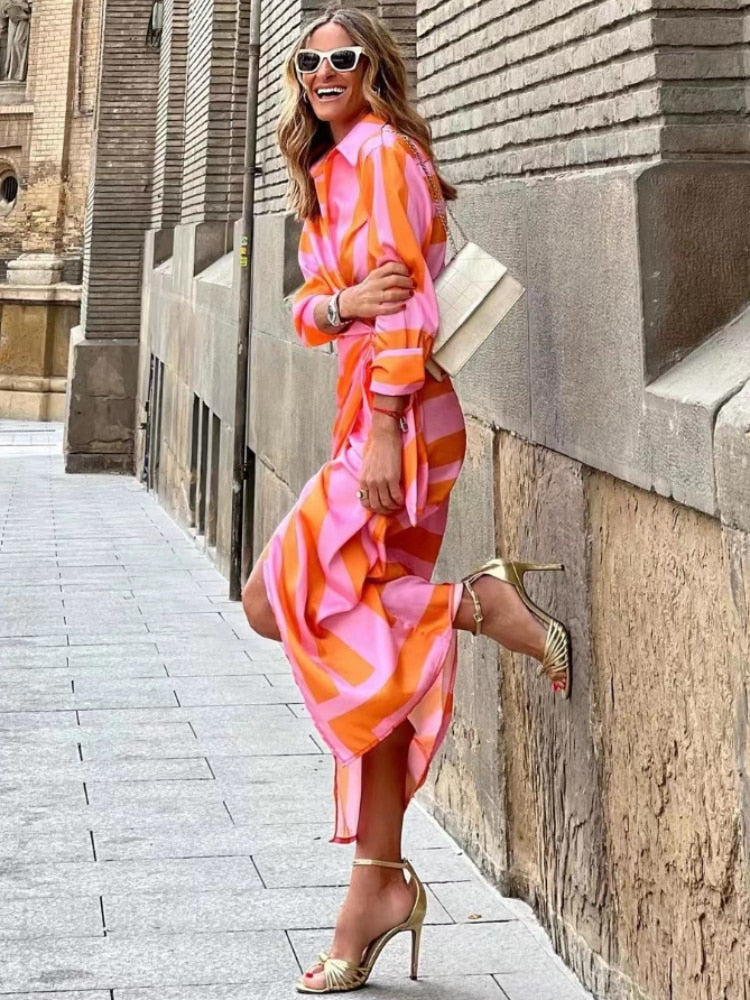 Margherita Abito Donna in Poliestere a Portafoglio con Righe, foto 6