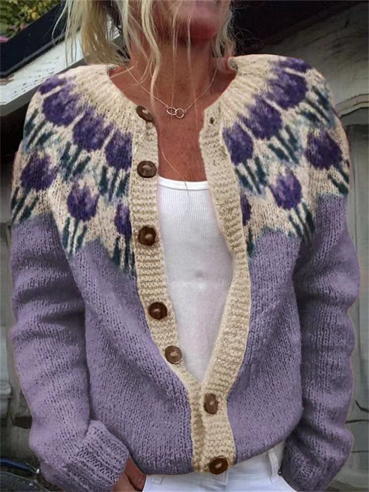 Maura Cardigan Donna con Girocollo con Bottoni a Maniche Lunghe, foto 1