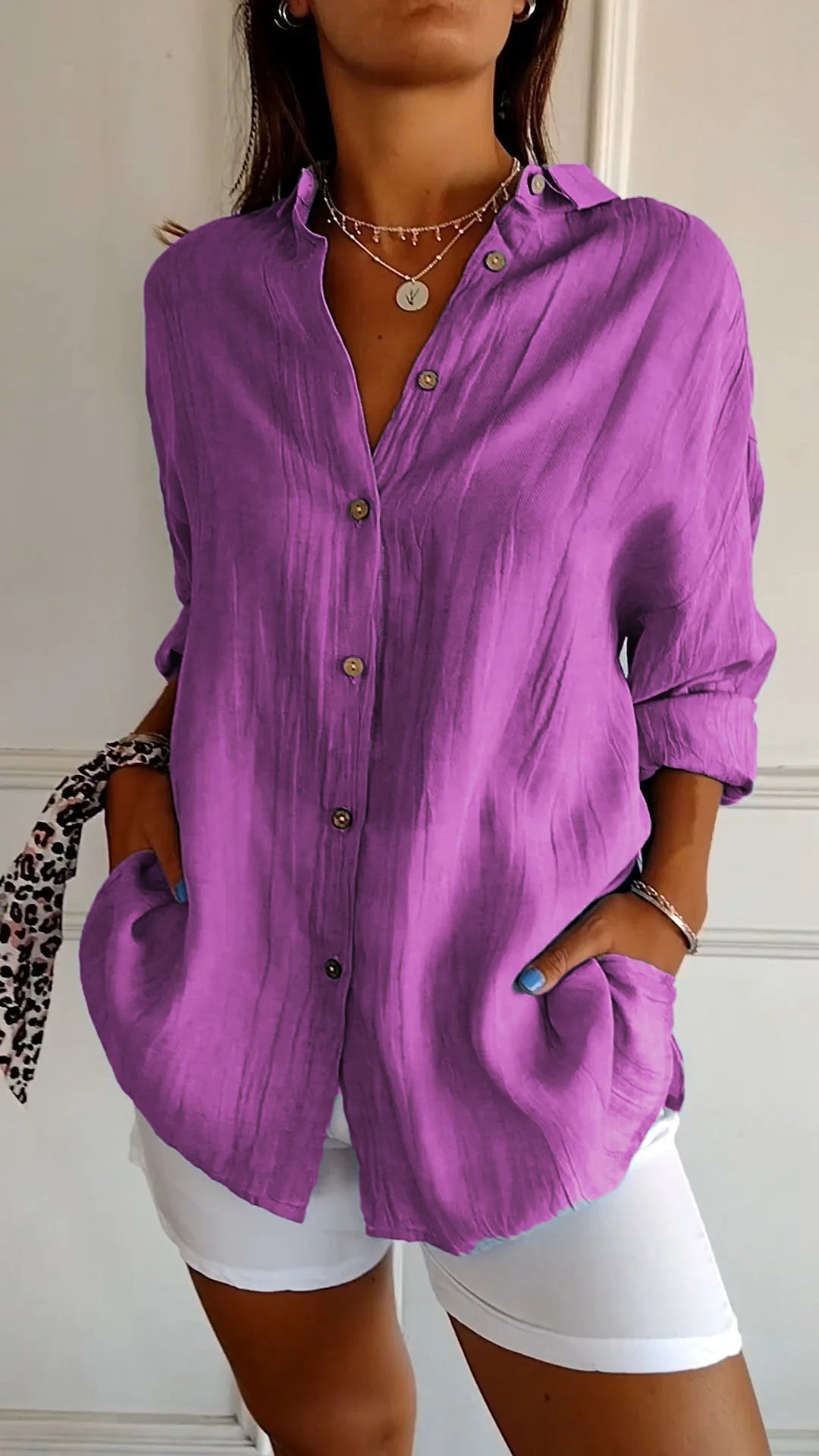 Mavi Camicia Donna con Revers e Pieghe, foto 4
