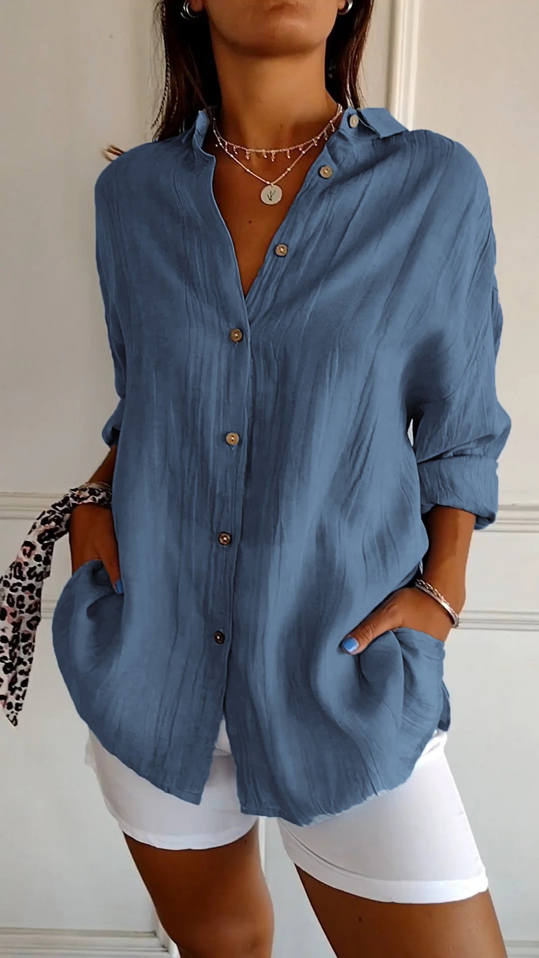 Mavi Camicia Donna con Revers e Pieghe, foto 8