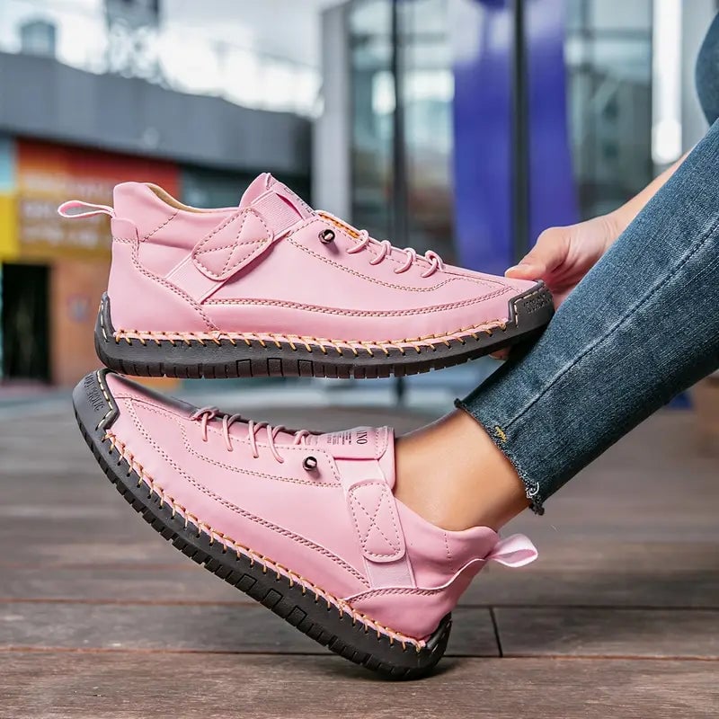 Nadina Sneakers Donna con Lacci e Suola Piatta in Rosa, foto 1