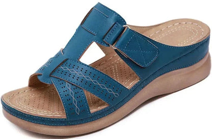 Natalina Sandali Donna con Chiusura a Strappo e Suola Spessa e a Punta Aperta in Blu, foto 2