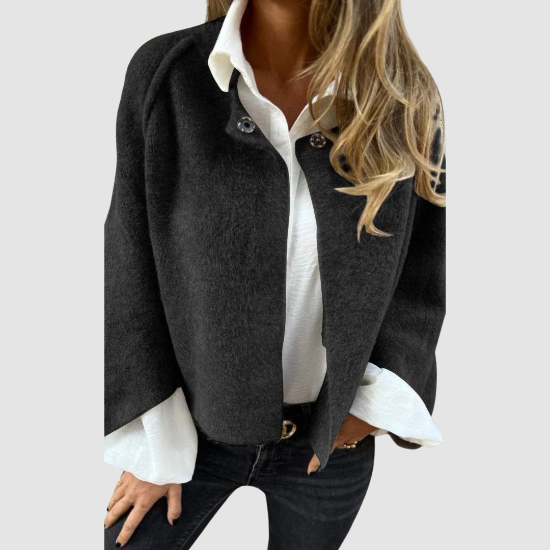 Nella Cappotto Donna con Collo alla Coreana con Bottoni, foto 3