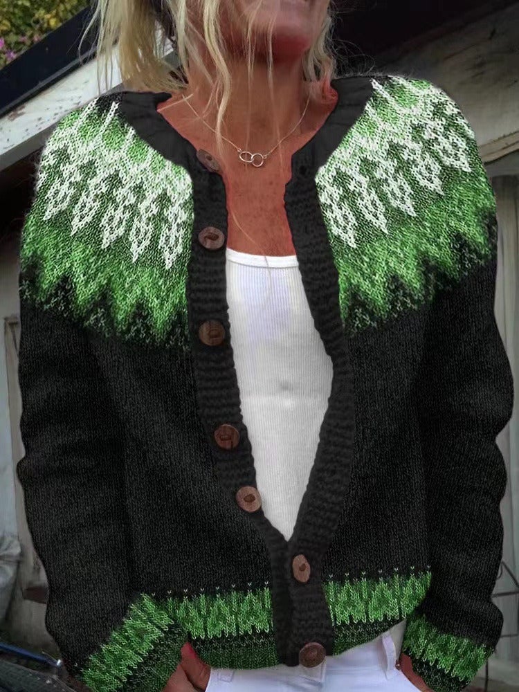 Nidia Cardigan Donna con Girocollo con Bottoni a Maniche Lunghe, foto 1