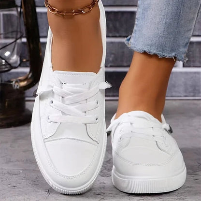 Onorata Scarpe Donna con Lacci e Suola Piatta in Bianco, foto 6