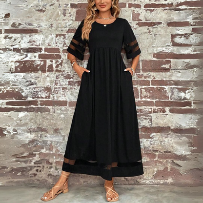 Orfea Abito Donna con Girocollo a Maniche Corte e Rete, foto 4
