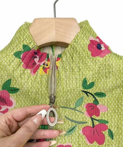 Orietta Cardigan Donna in Maglia con Zip e Stampa Floreale, foto 3