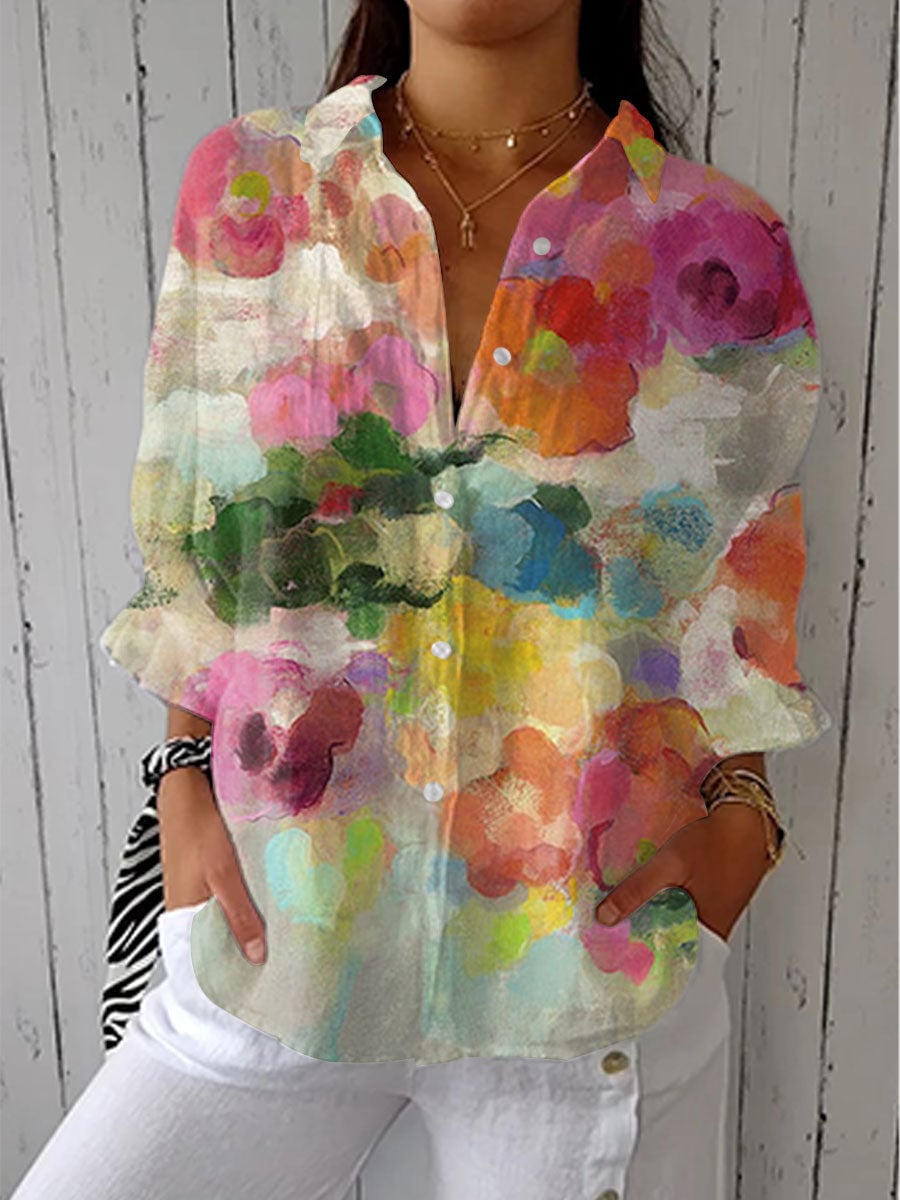 Pietrina Blusa Donna con Bottoni e Stampa Floreale, foto 1