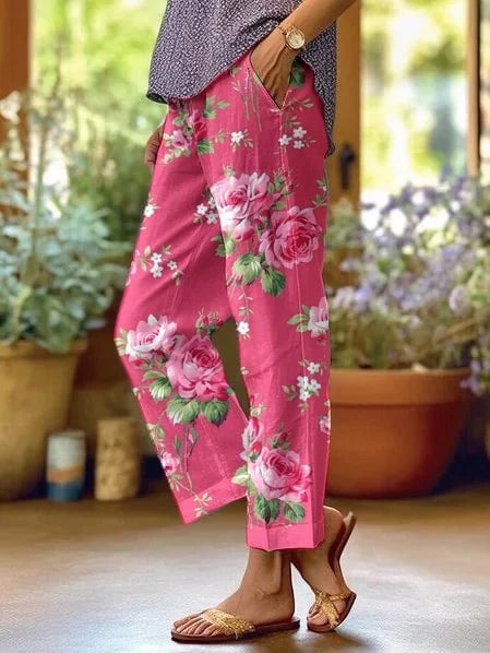 Reginella Pantaloni Donna dalla Vestibilità Morbida con Stampa Floreale, foto 1