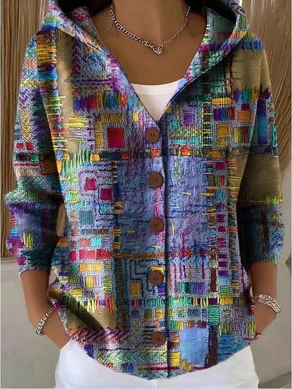 Rosabella Cardigan Donna dal Taglio Lungo con Cappuccio e Stampa Integrale, foto 1