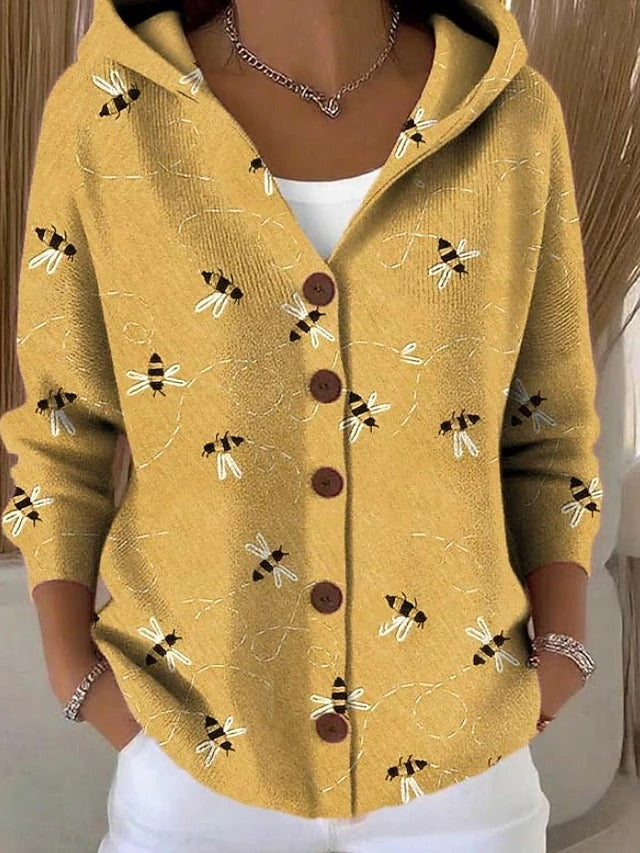 Rosabella Cardigan Donna dal Taglio Lungo con Cappuccio e Stampa Integrale, foto 2