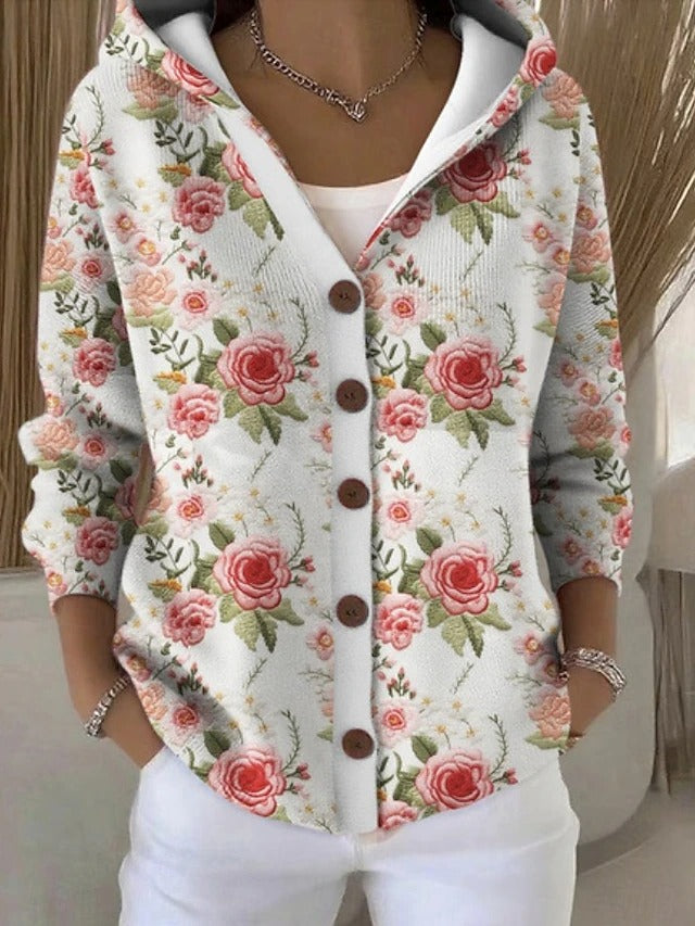 Rosabella Cardigan Donna dal Taglio Lungo con Cappuccio e Stampa Integrale, foto 5