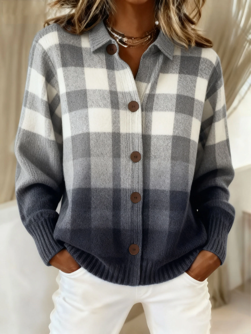 Rosamaria Cardigan Donna con Bottoni e Quadri, foto 1