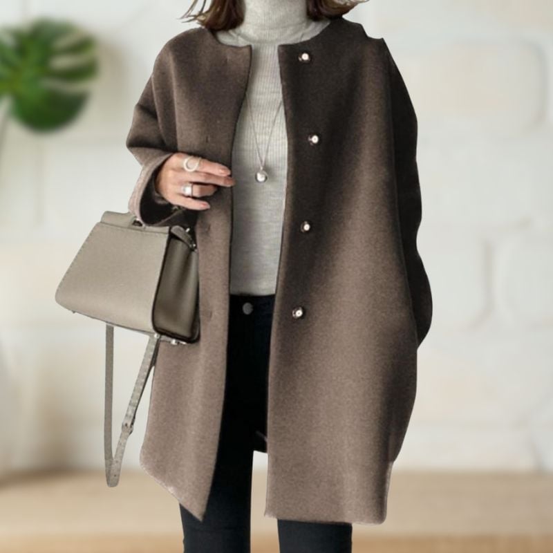 Santina Cappotto Donna con Girocollo con Bottoni e Tasche, foto 2