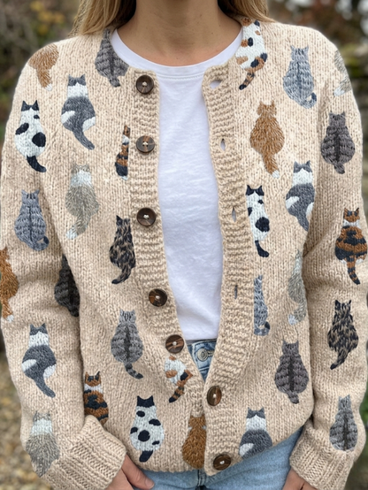 Serafina Cardigan Donna a Maniche Lunghe con Stampa Integrale, foto 1