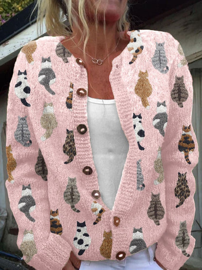 Serafina Cardigan Donna a Maniche Lunghe con Stampa Integrale, foto 2
