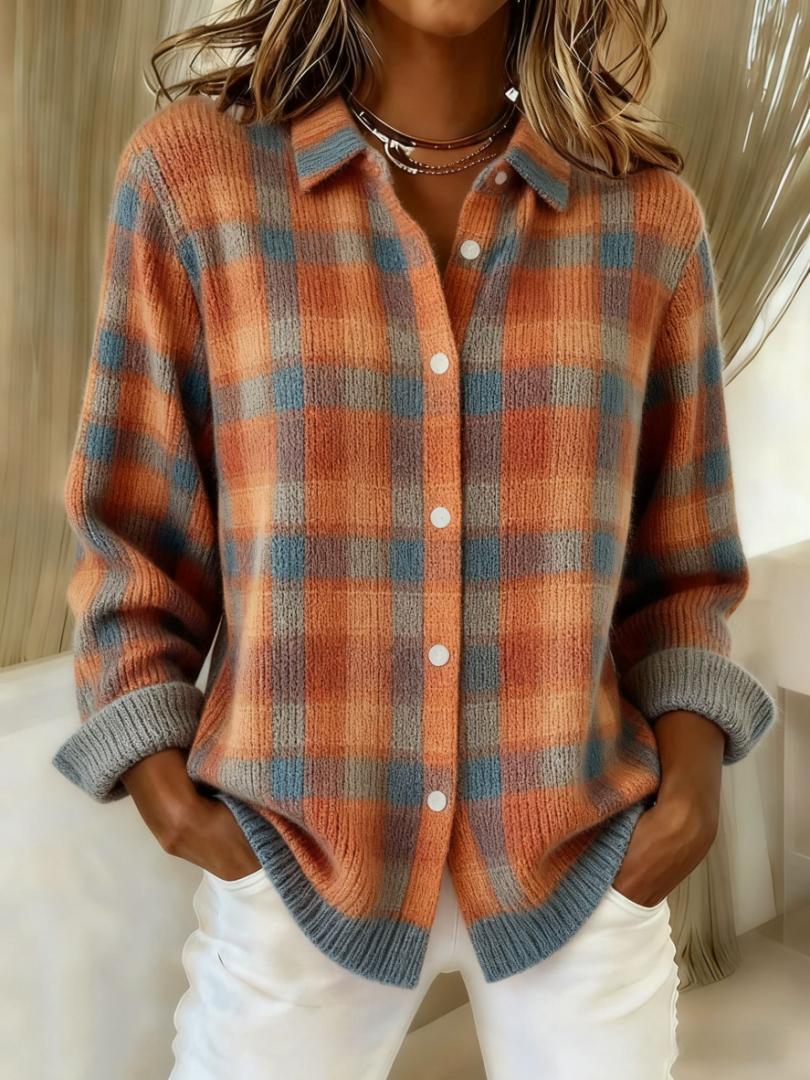 Severina Cardigan Donna con Bottoni e Quadri in Multicolore, foto 1