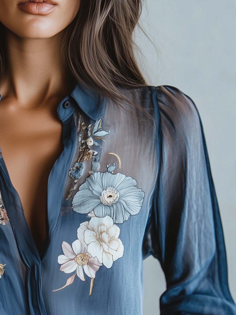 Simona Blusa Donna dalla Vestibilità Morbida con Stampa Floreale, foto 5