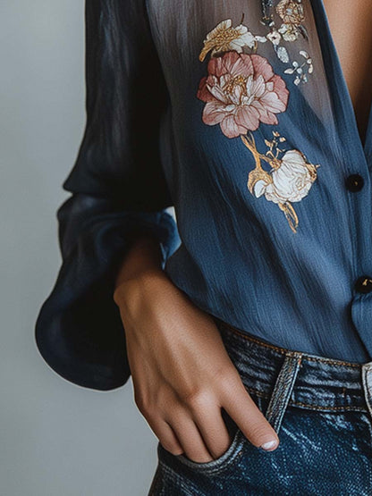 Simona Blusa Donna dalla Vestibilità Morbida con Stampa Floreale, foto 6