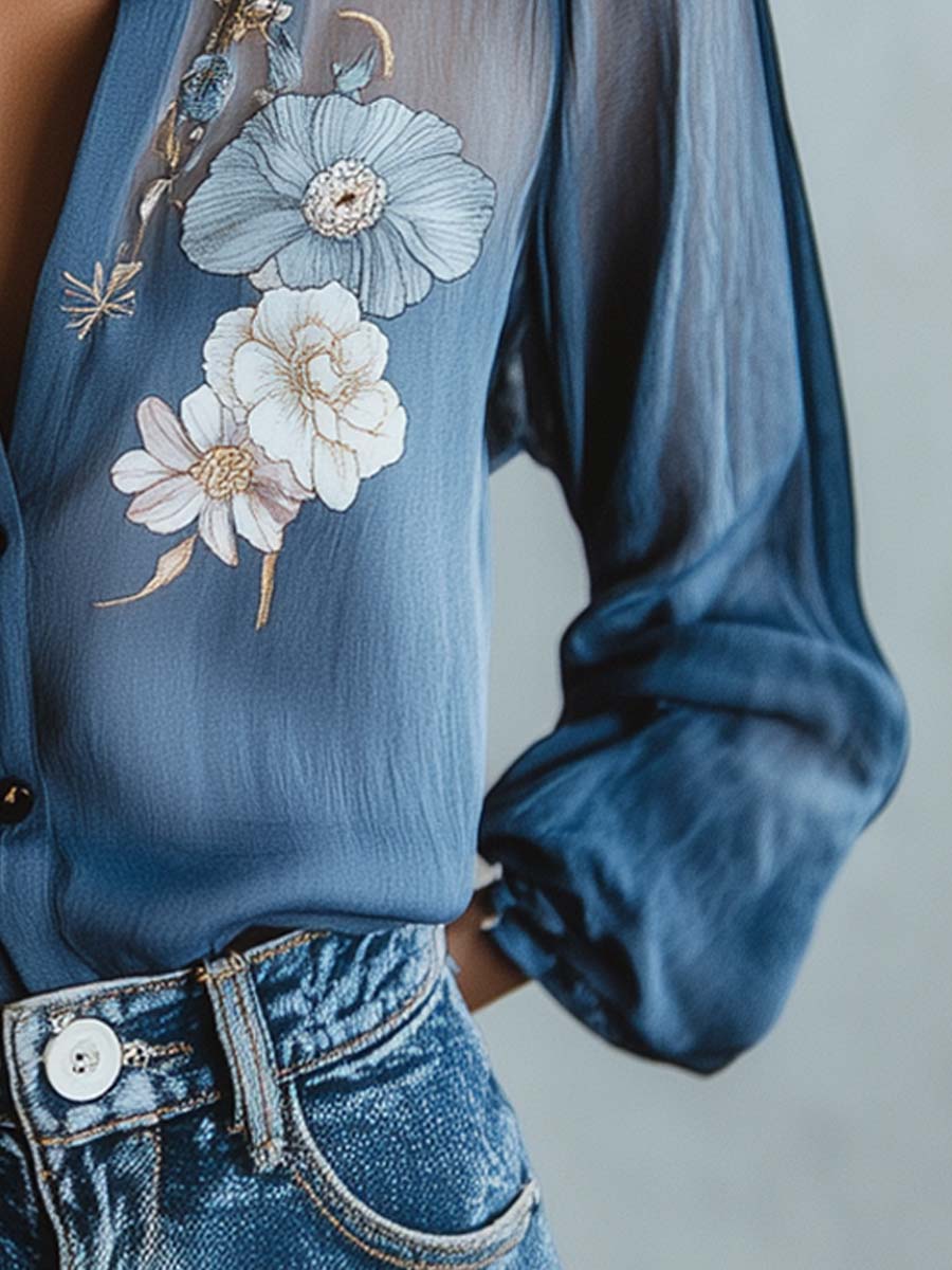 Simona Blusa Donna dalla Vestibilità Morbida con Stampa Floreale, foto 7