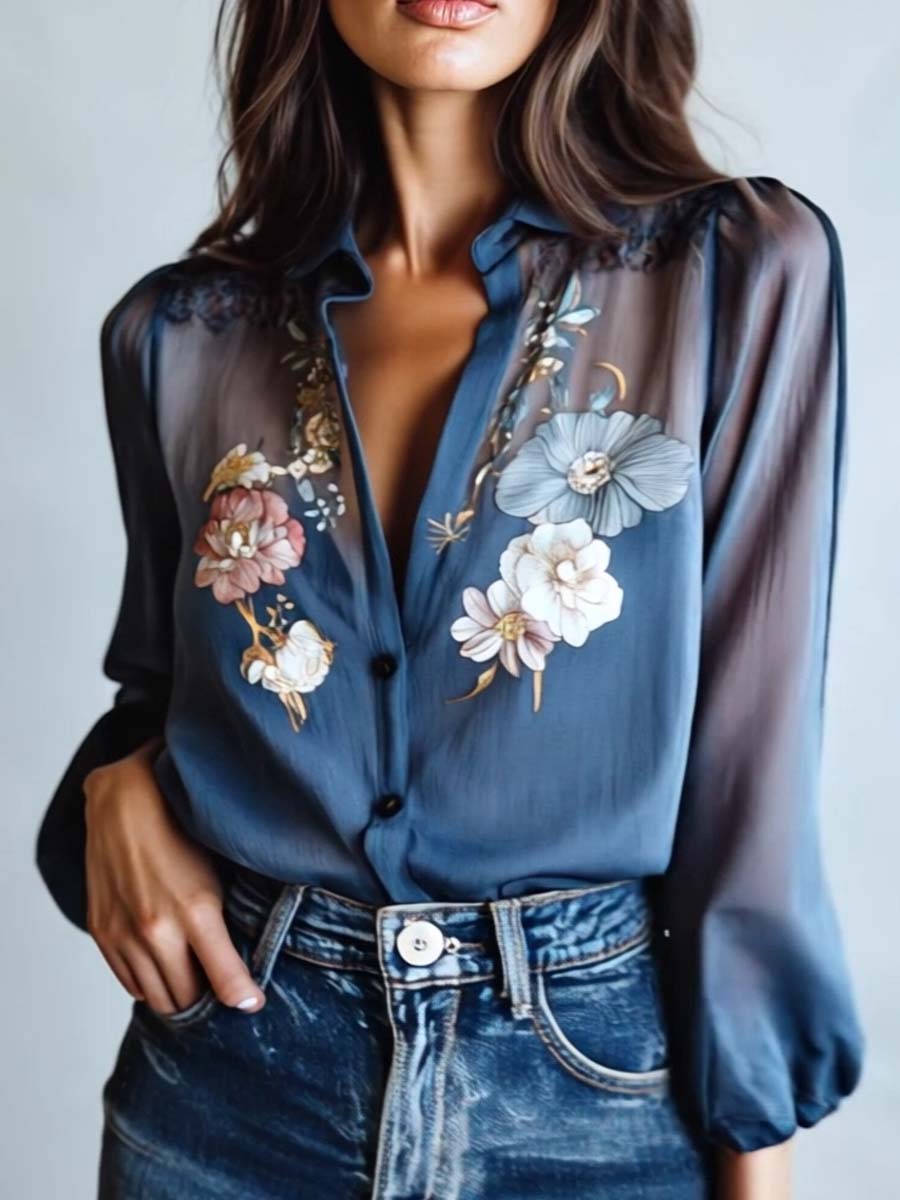 Simona Blusa Donna dalla Vestibilità Morbida con Stampa Floreale, foto 8