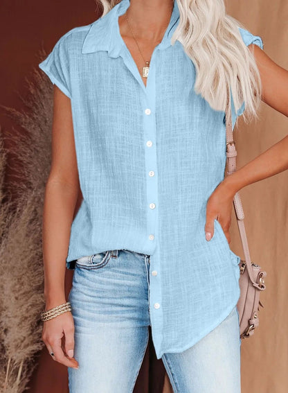 Valchiria Blusa Donna dalla Vestibilità Morbida con Collo Classico con Bottoni, foto 1