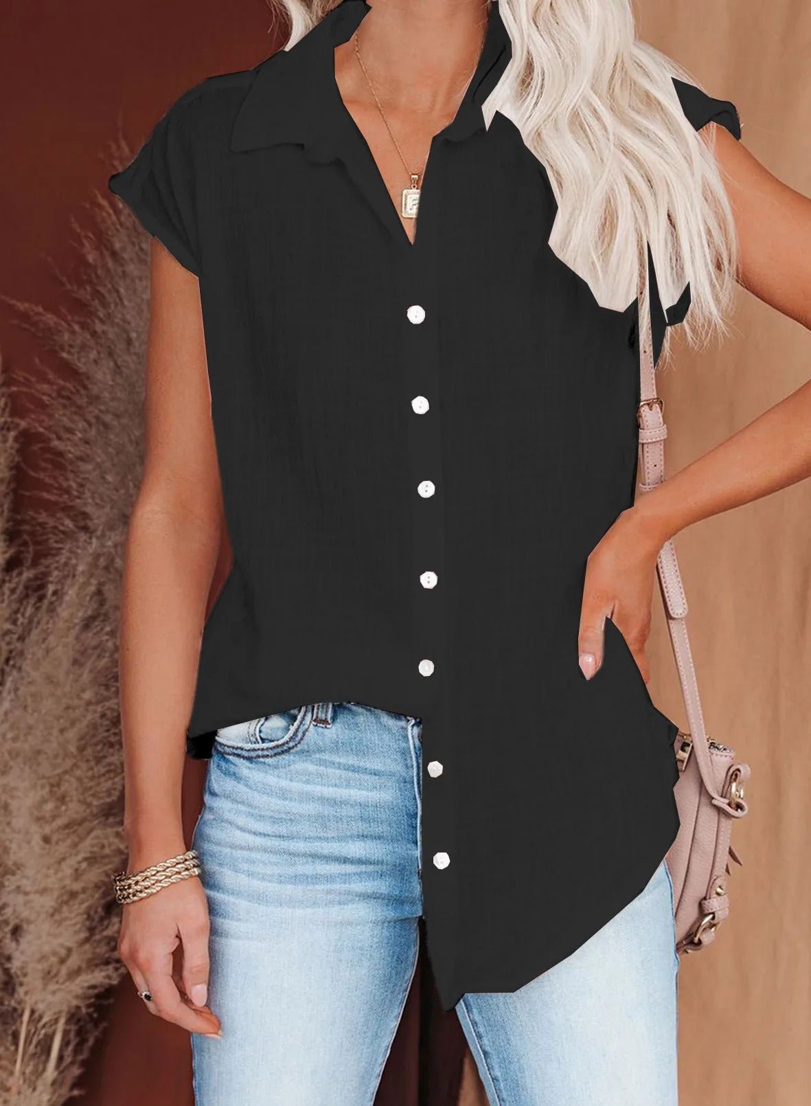 Valchiria Blusa Donna dalla Vestibilità Morbida con Collo Classico con Bottoni, foto 5
